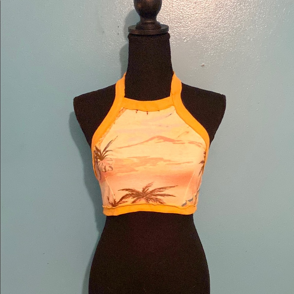 Tropical Halter Crop Top